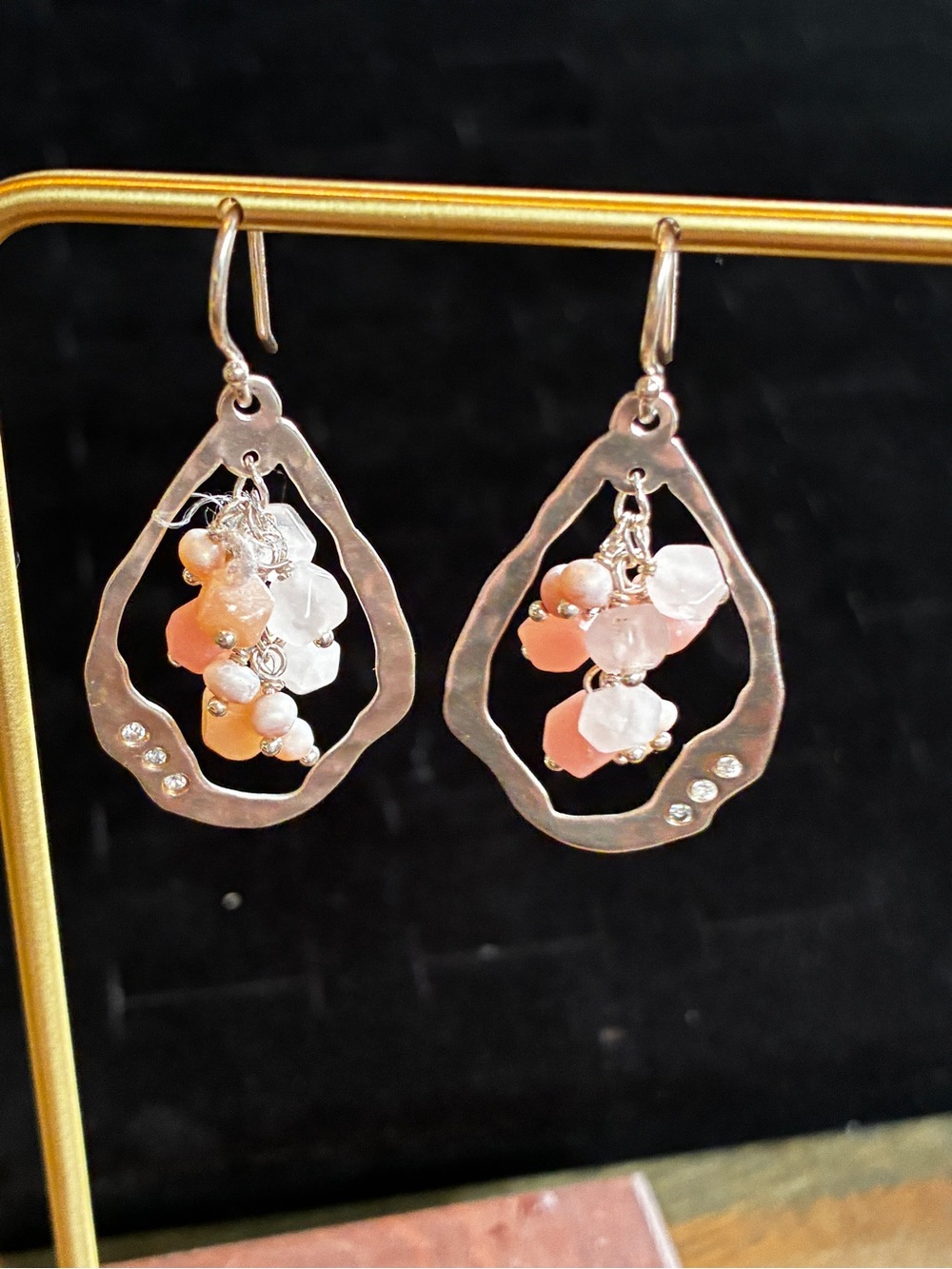 Silpada Sterling silver & rose quartz. Pearl Cluster Drop Earrings
